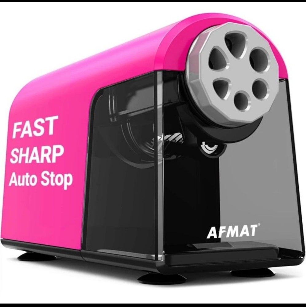 AFMAT Electric Pencil Sharpener Heavy Duty, 6 Holes, AUTO STOP Pencil Sharpener